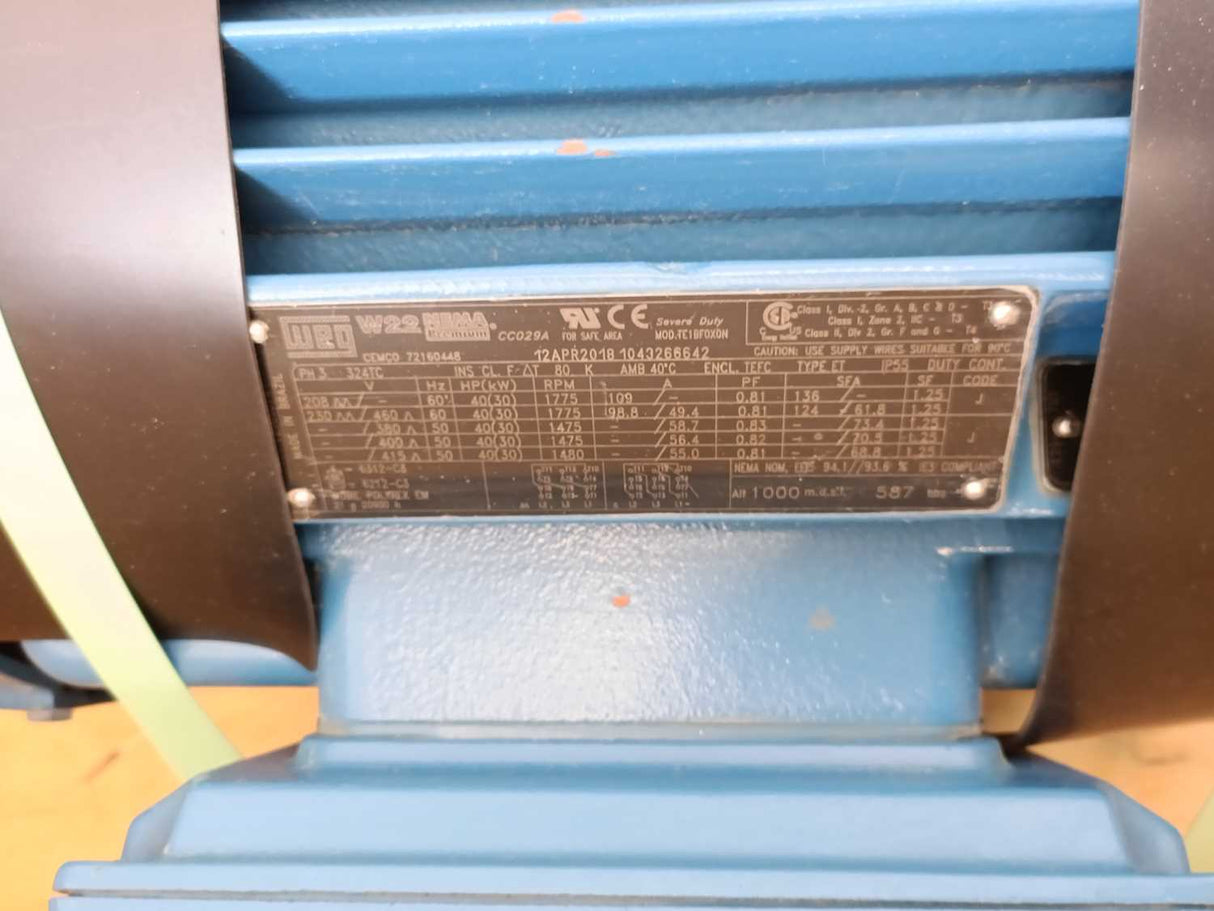 WEG W22 TE1BF0X0N 324TC 40HP 17551475 RPM