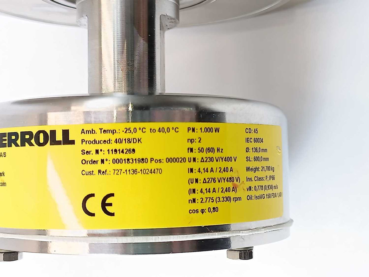Interroll 138i Drum Motor - Ø 136mm SL 600mm