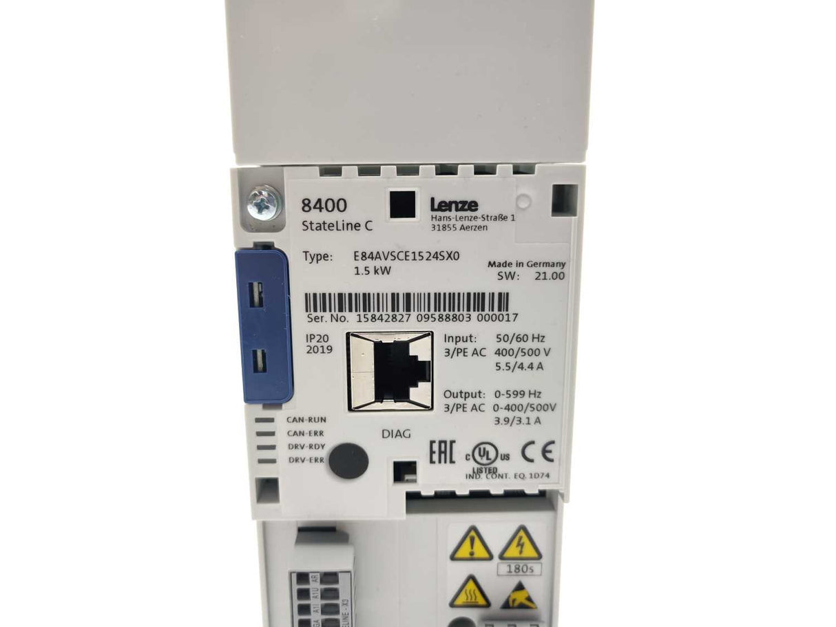 LENZE E84AVSCE1524SX0 StateLine C 8400 Frequency Converter 1.5kW