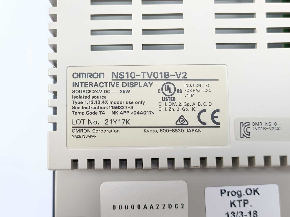 OMRON NS10-TV01B-V2 Interactive Display