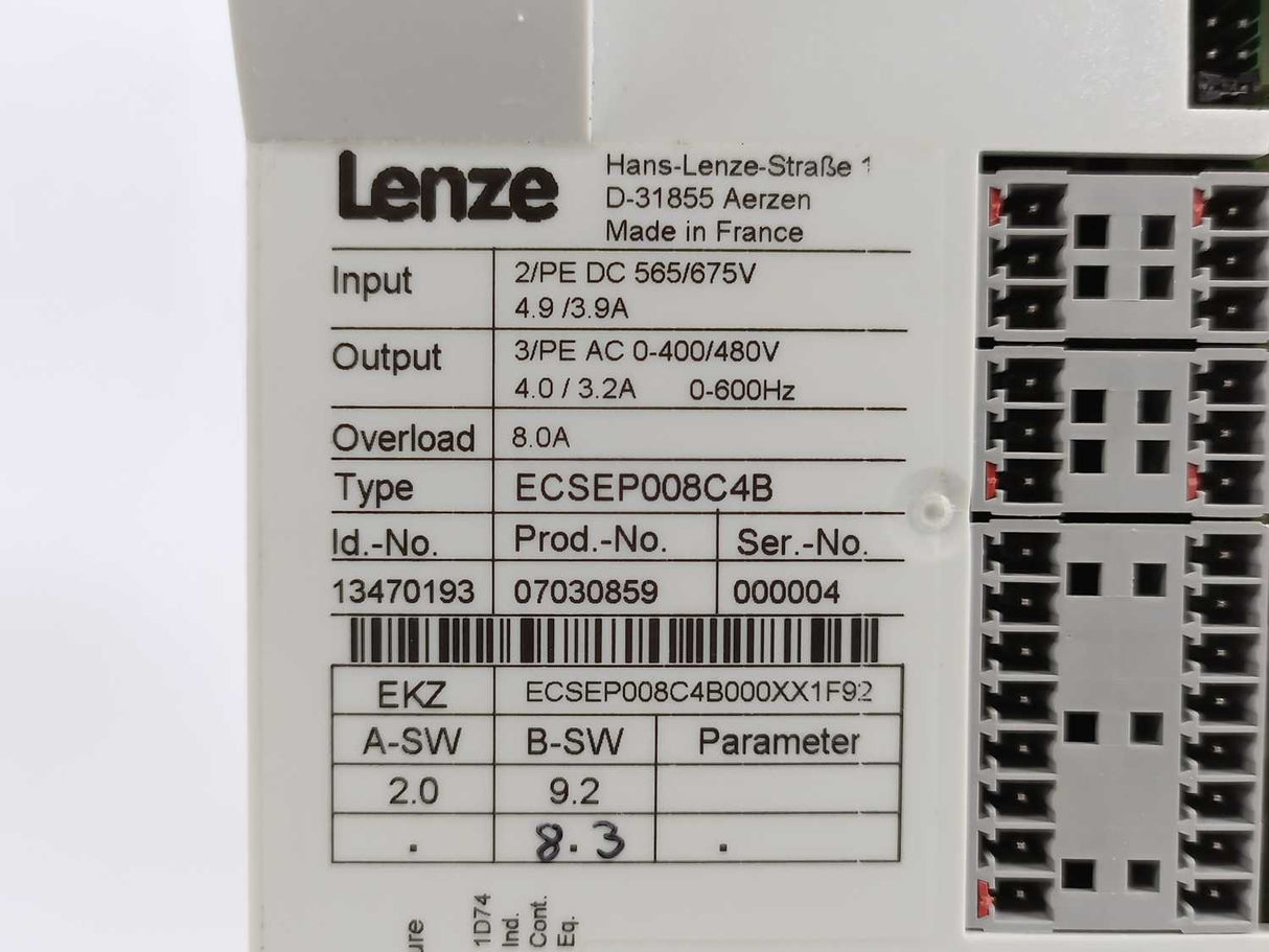 LENZE ECSEP008C4B 13470193 Servo Inverter