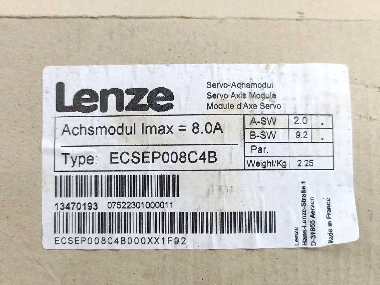 LENZE ECSEP008C4B 13470193 Servo Inverter