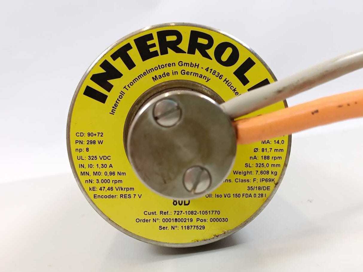 Interroll 80D Drum Motor - 298W, Ø 81,7mm, SL 325mm