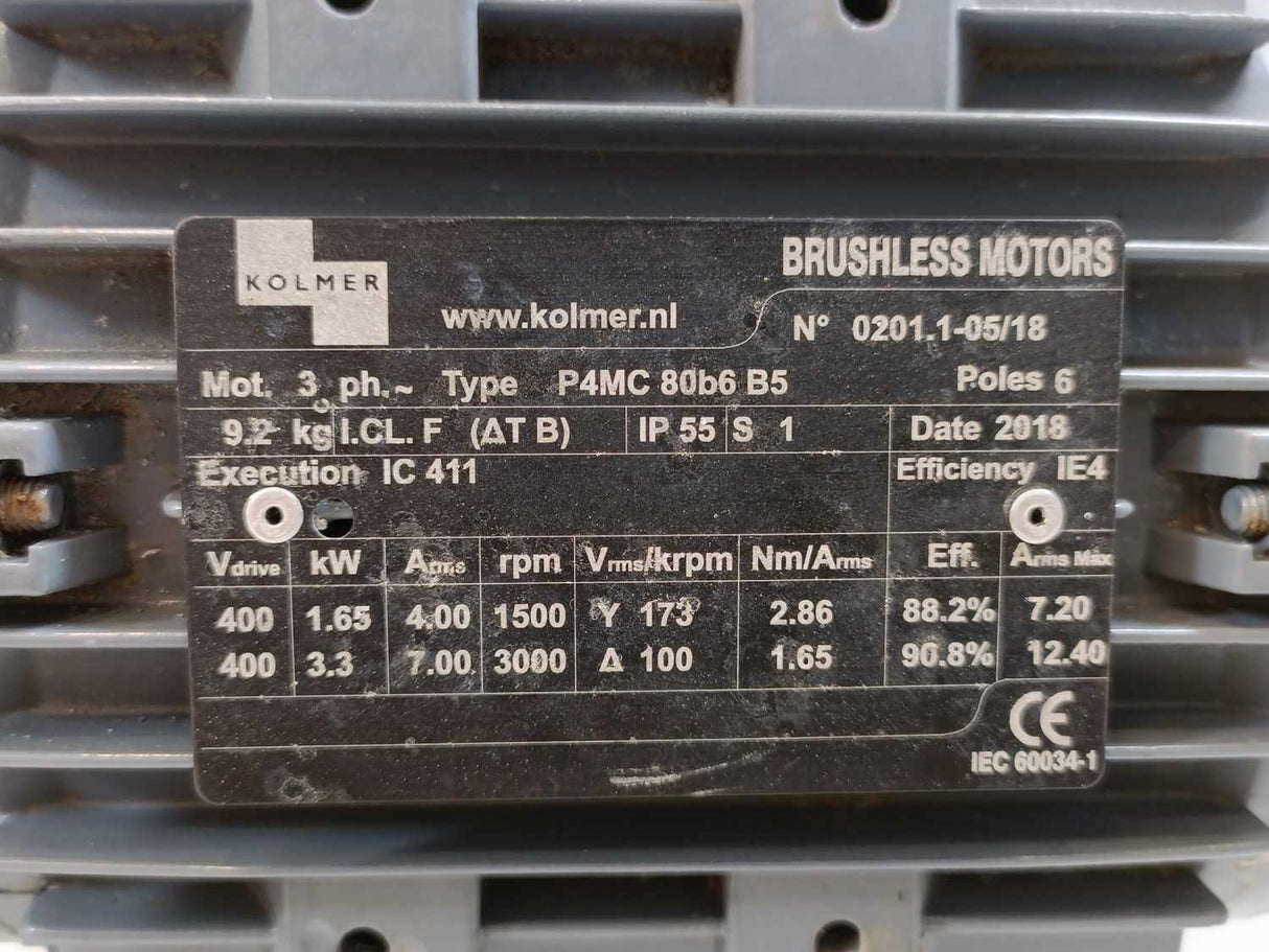 BEGE BPM75-B Gear i=1.20 w/ Kolmer P4MC 80b6 B5 3-Phase Brushless Motor