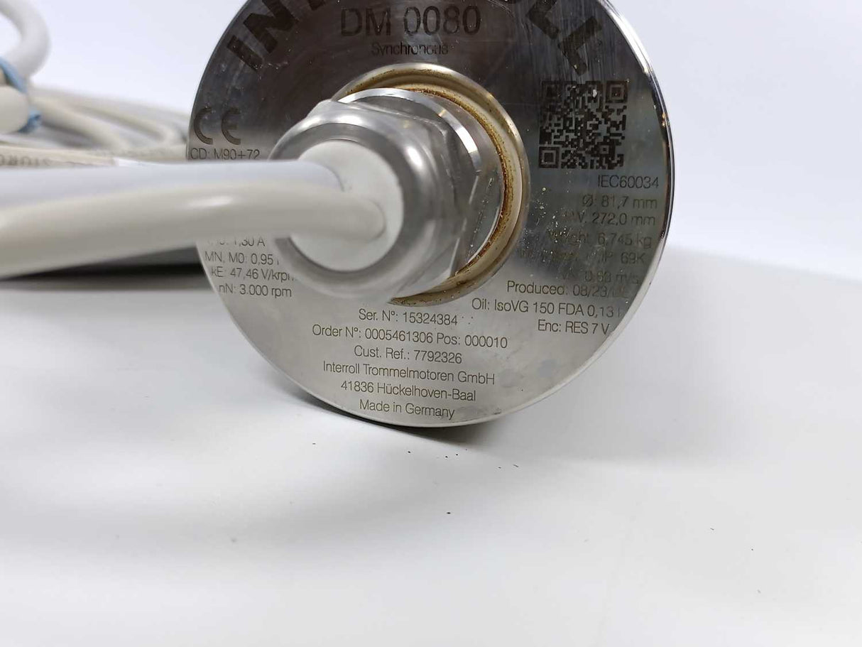 Interroll DM 0080 Synchronous Drum Motor - 298W, Ø 81,7mm, FW 272,0mm