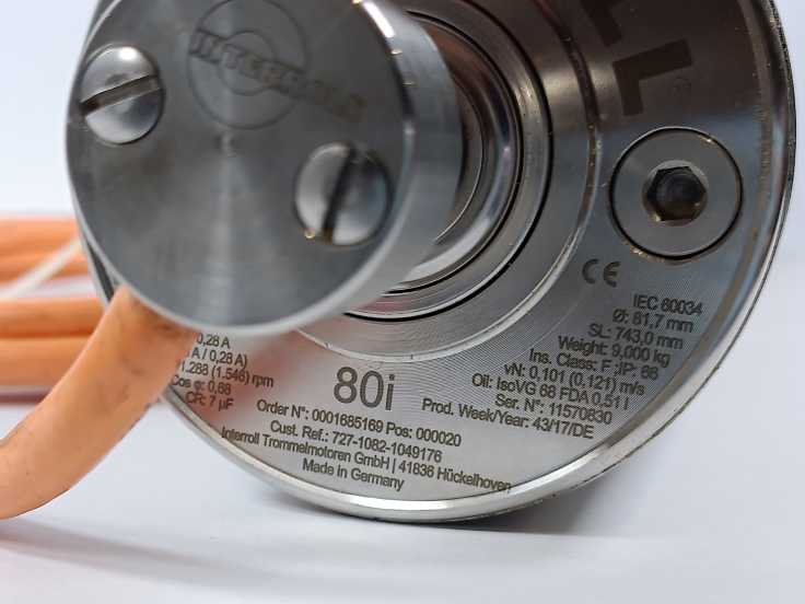 Interroll 80i Drum Motor 3 Phase, Ø: 81,7mm, SL: 743,0mm PN: 70W