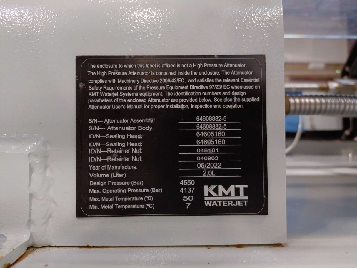KMT Waterjet SLVI100 Streamline SL-VI 60000psi/100hp Cutting Pump Year 2022