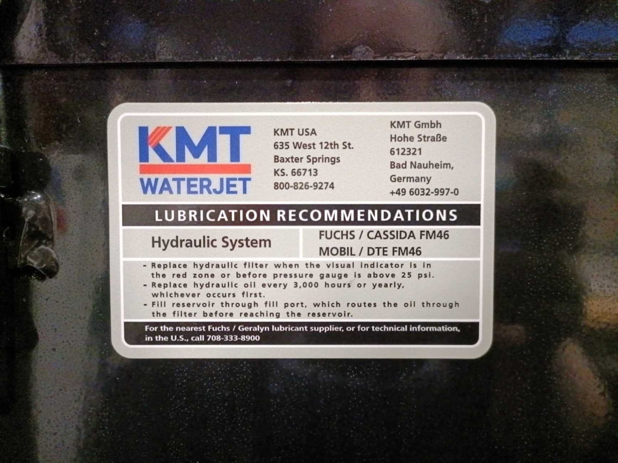 KMT Waterjet SLVI100 Streamline SL-VI 60000psi/100hp Cutting Pump Year 2022