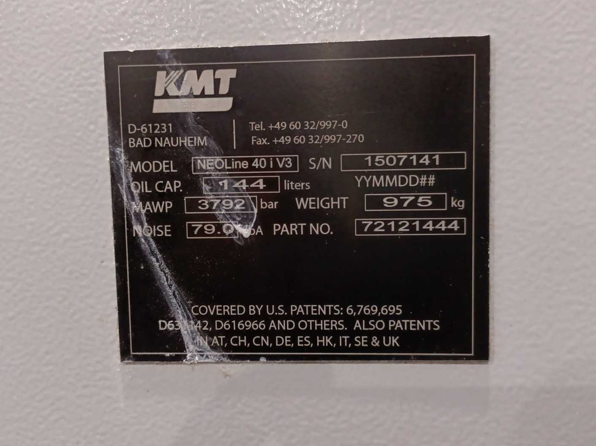 KMT Waterjet NEOLine 40 i V3 NEOLine 40i OEM High-Pressure Pump Year 2015