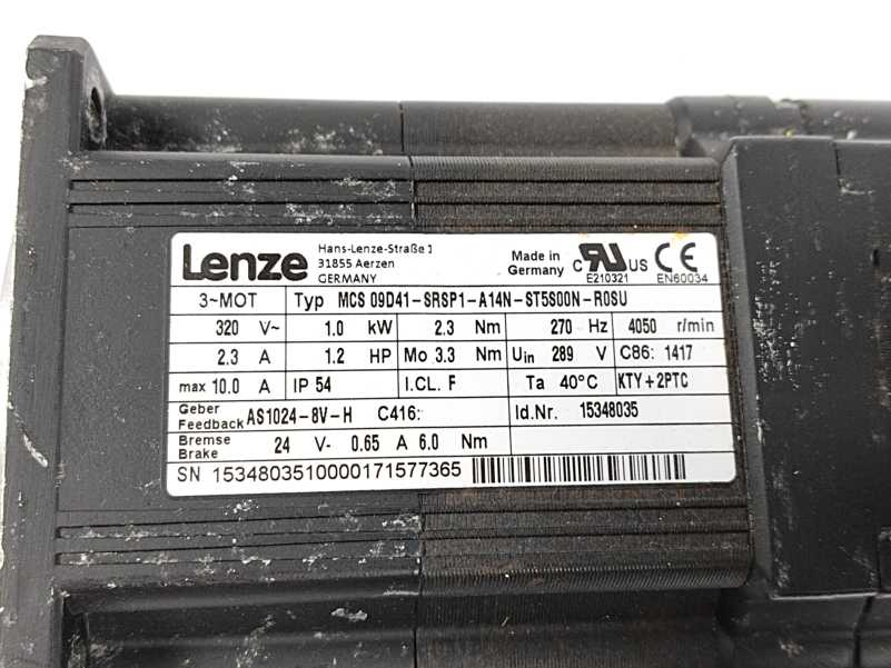 LENZE MCS 09D41-SRSP1-A14N-ST5S00N-R0SU 15348035 Servo Motor 320V 2.3A