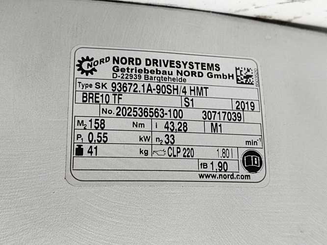 Nord SK93672.1A-90SH/4 HMT BRE10 TF Helical-Bevel Gearbox 0.55kW