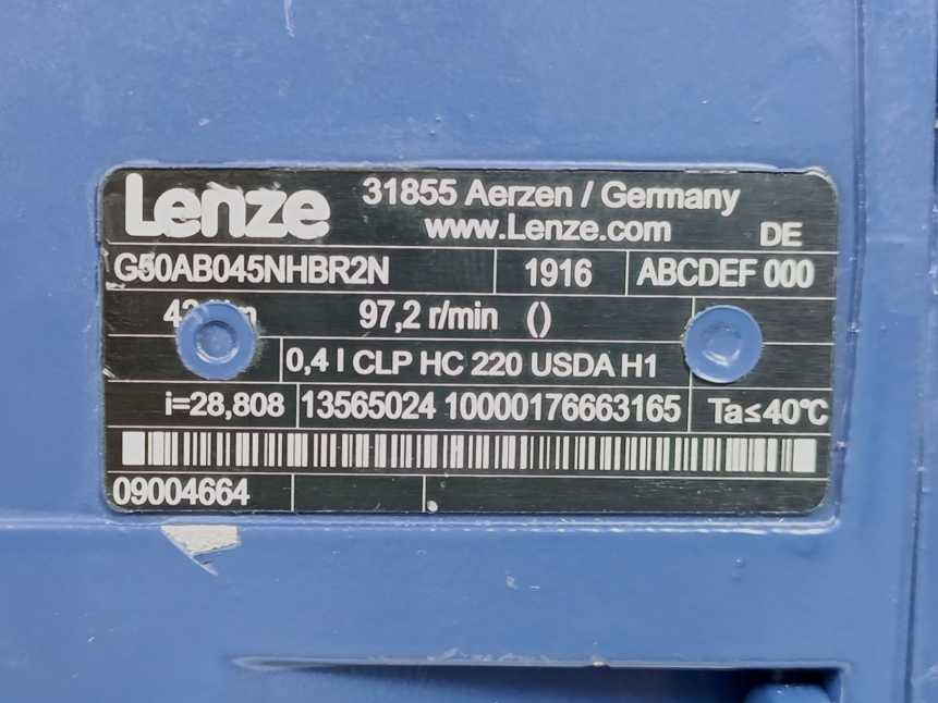LENZE G50AB045NHBR2N Motor i=28,808, 42 Nm, 97,2 r/min