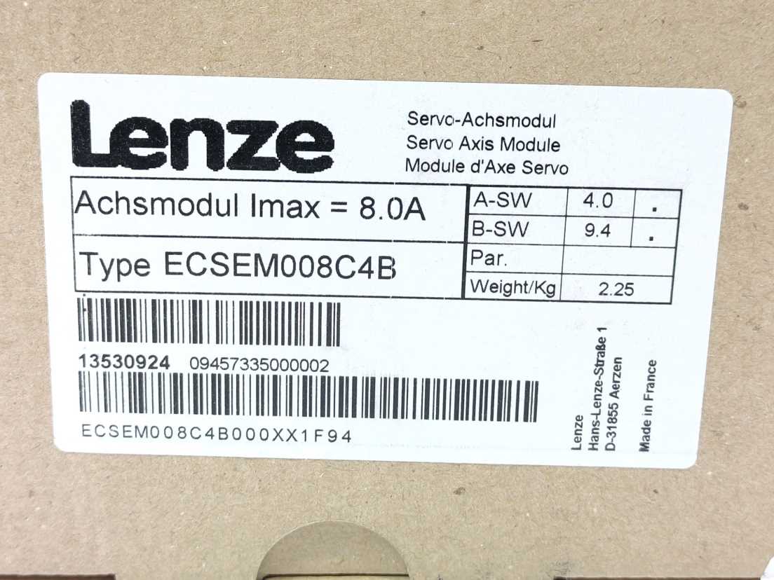 LENZE ECSEM008C4B Servo Axis Module