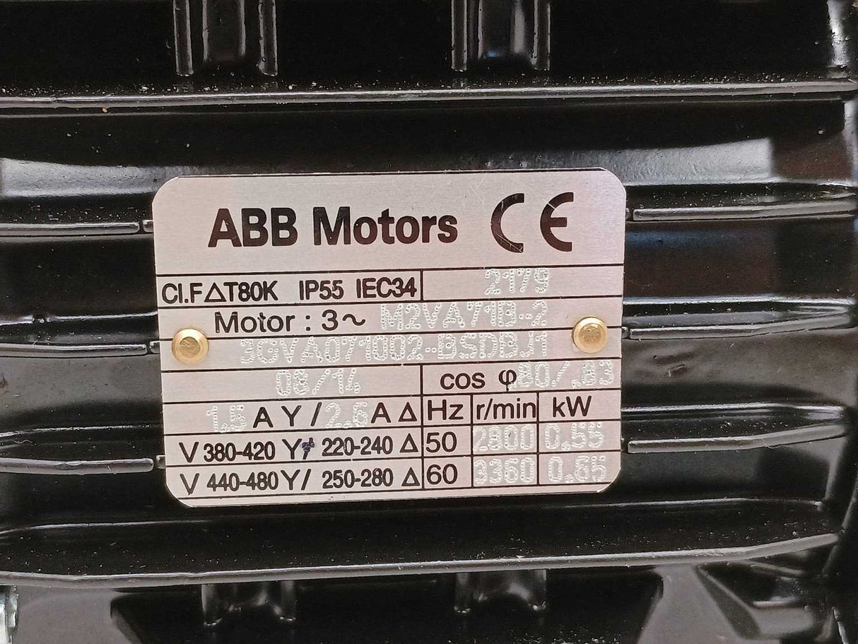 ABB 3GVA071002-BSDBJ1 M2VA71B-2 0,55kW AC Motor