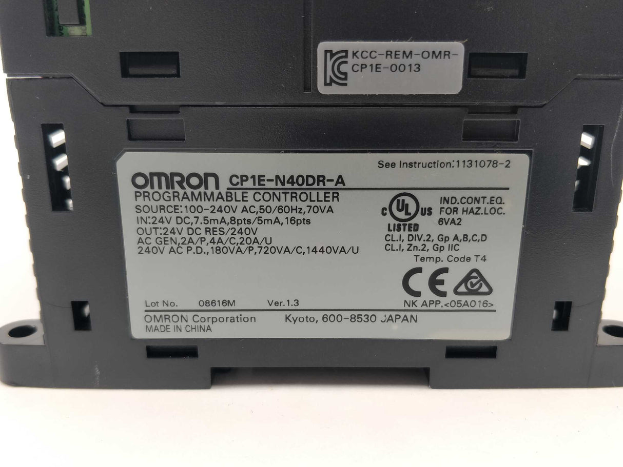 OMRON CP1E-N40DR-A Programmable Controller 100-240VAC 50/60Hz