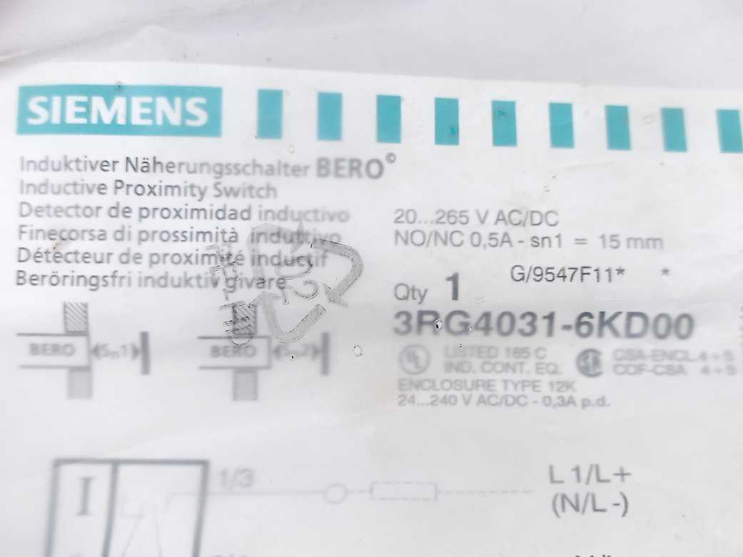 Siemens 3RG4031-6KD00 Proximity Switch Sensor