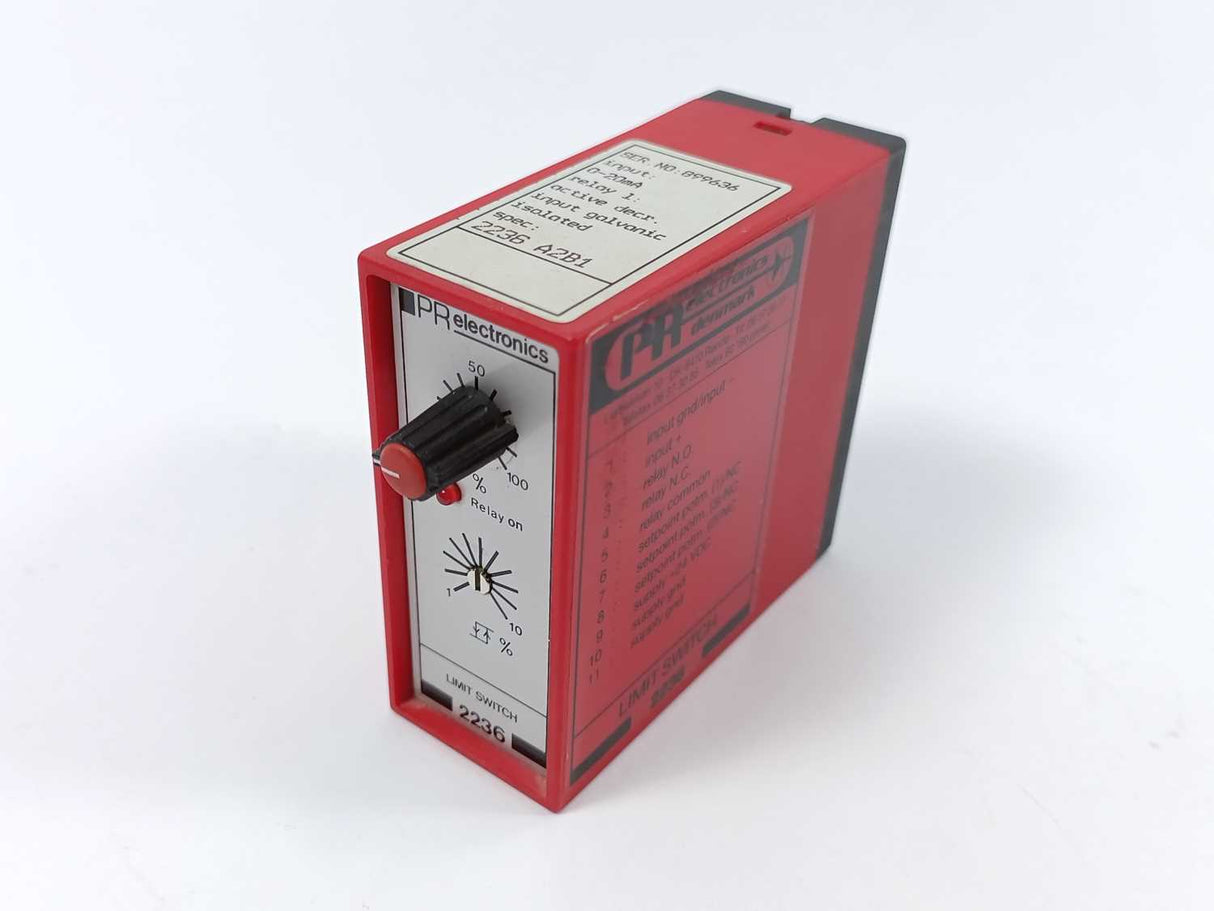 PR Electronics 2236 / SER. NO. 899636 A2B1 Limit Switch