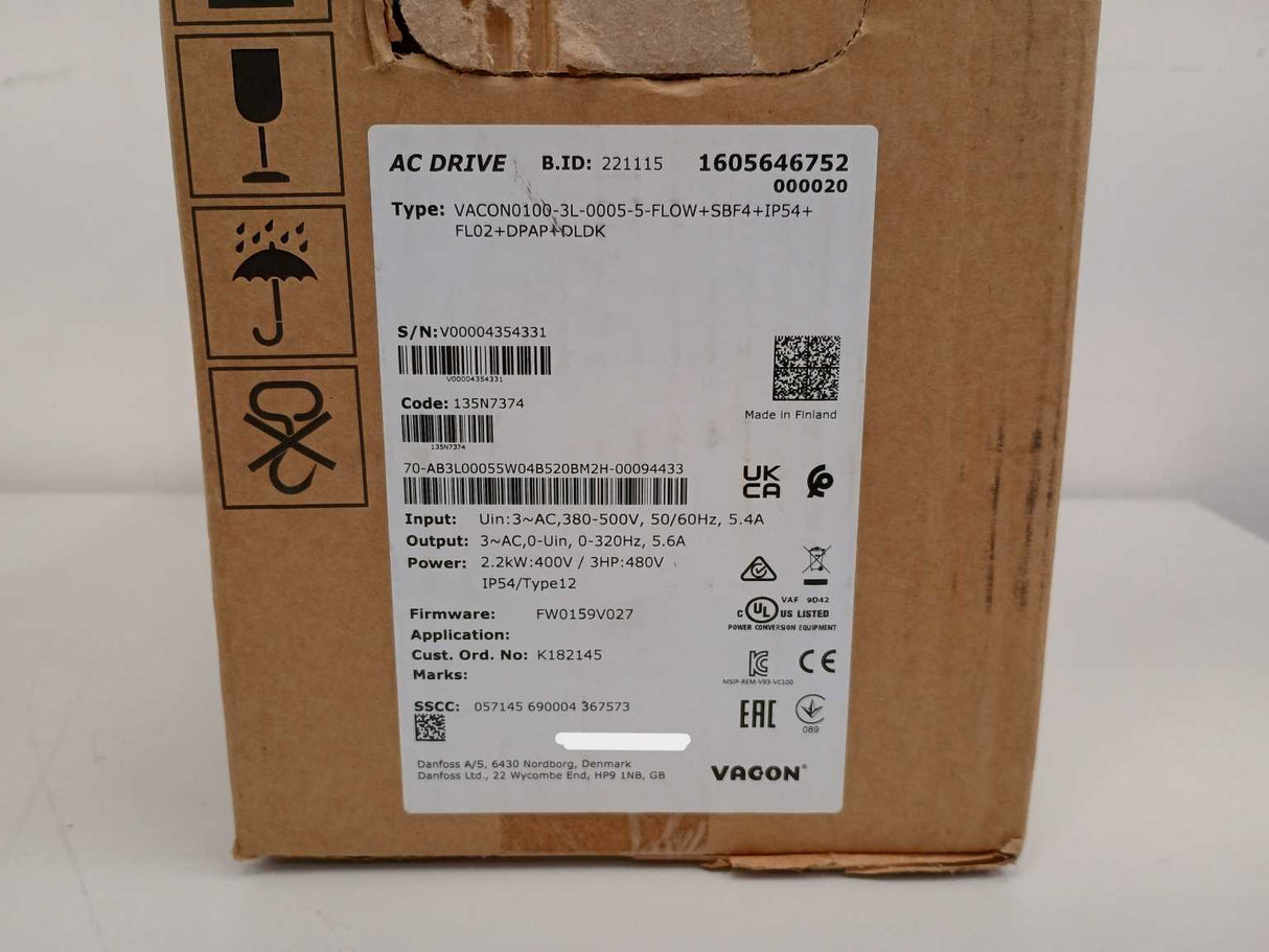 Vacon / Danfoss 135N7374 VACON 100 FLOW VACON0100-3L-0005-5-