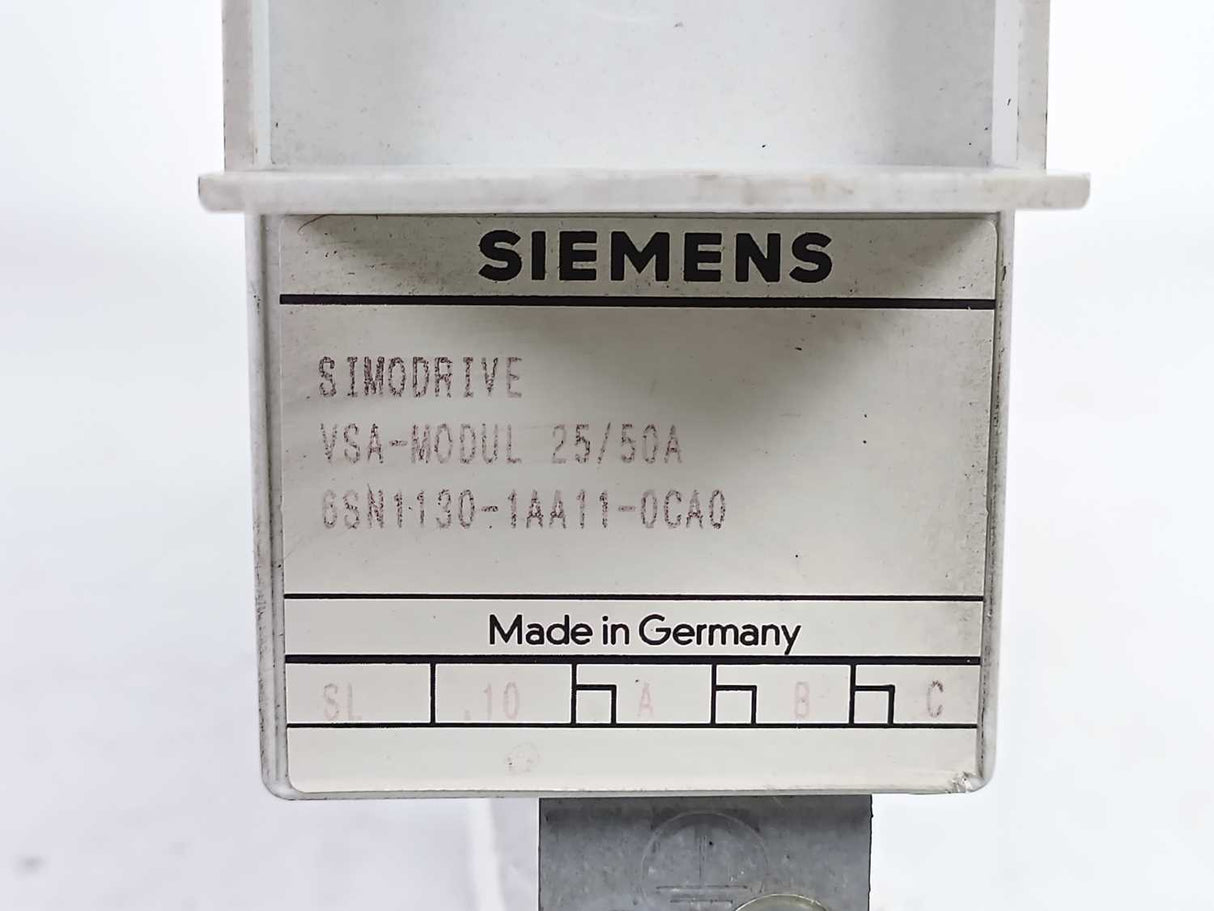 Siemens 6SN1130-1AA11-0CA0 SIMODRIVE 611-A feed module, 25/50 A