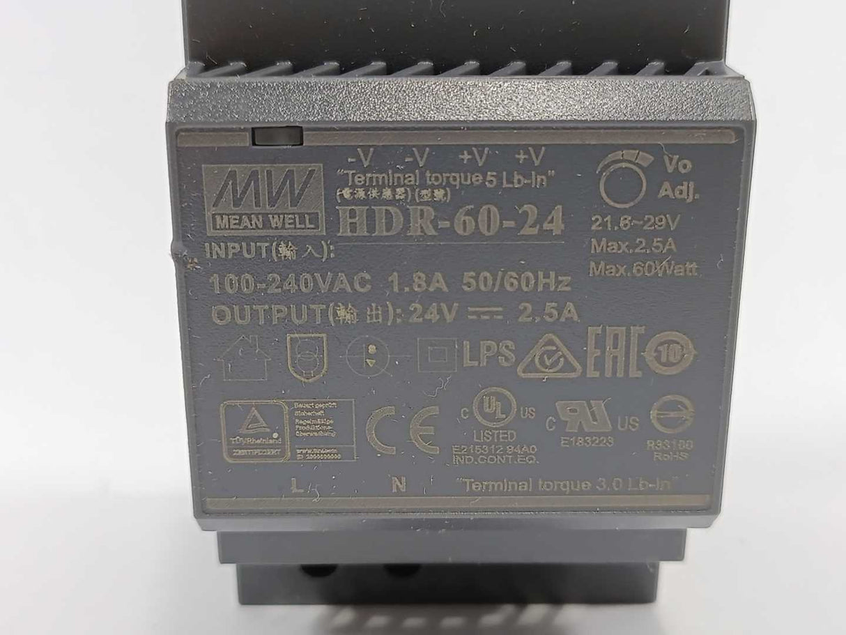 Mean Well HDR-60-24 Power Supply 100-240VAC 1.8A