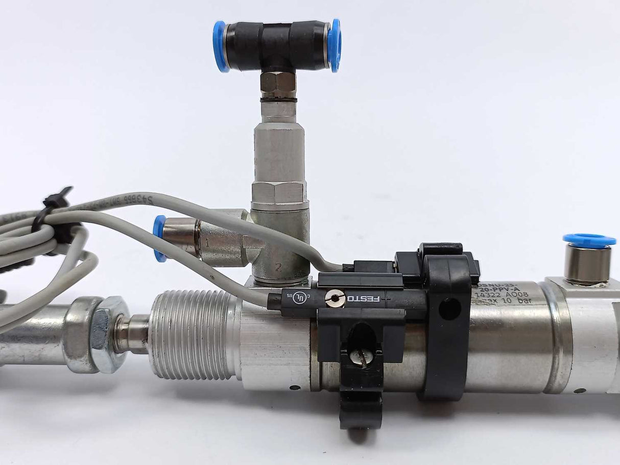 Festo 14322 DSNU-25-20-PPV-A w/ 2 pcs. Proximity Sensors