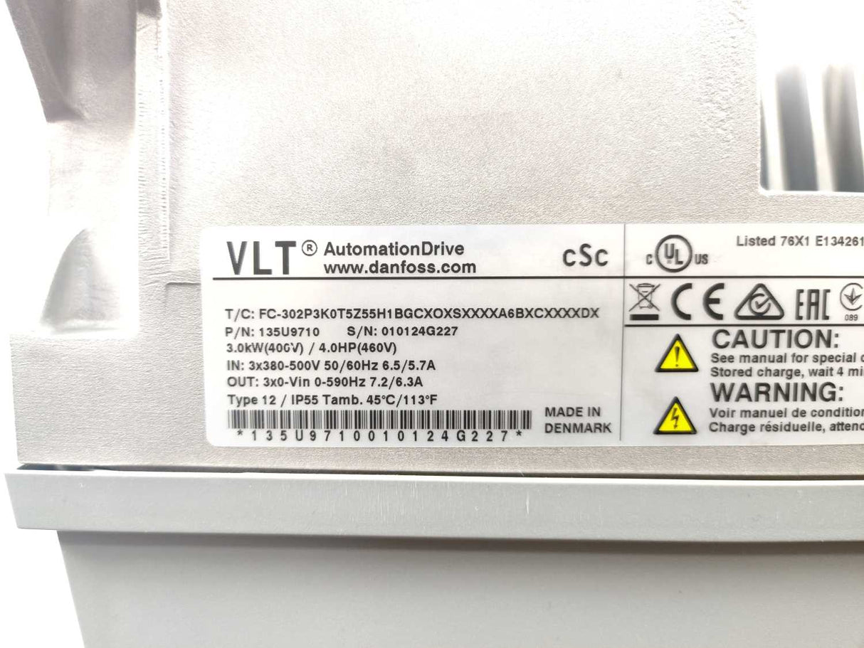 Danfoss FC-302P3K0T5Z55H1BGC 135U9710 Frequency converter 3.0kW 4HP