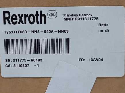 Rexroth R911311775 PLANETARY GEARBOX GTE080-NN2-040A-NN03