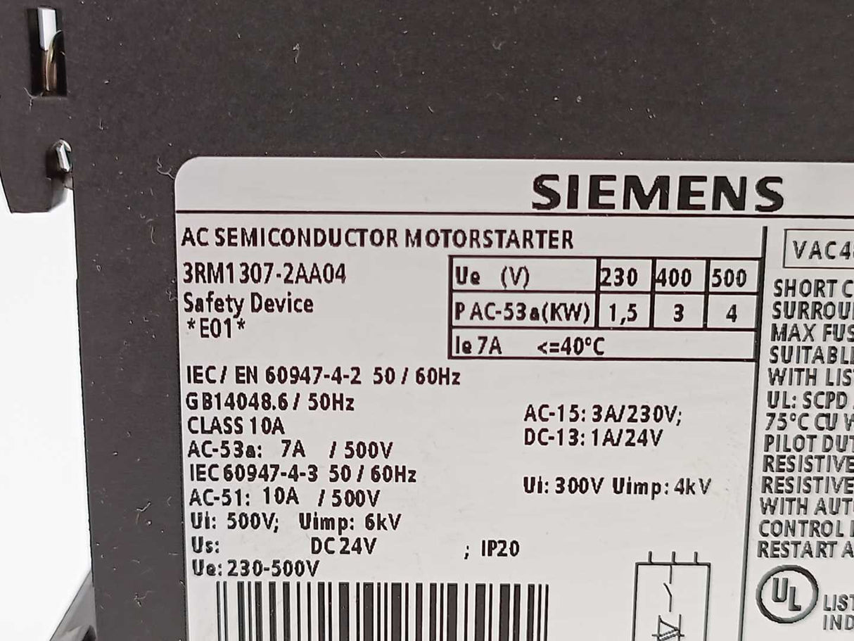 Siemens 3RM1307-2AA04 Failsafe reversing starter
