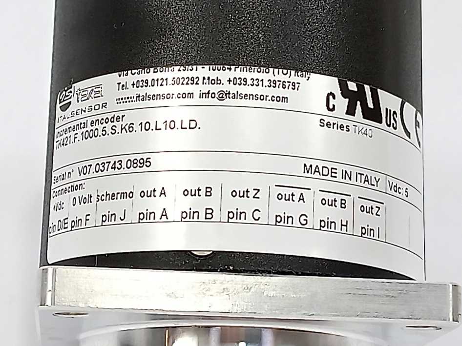 Italsensor TK421.F.1000.5.S.K6.10.L10.LD. Optical Incremental Encoder TK40