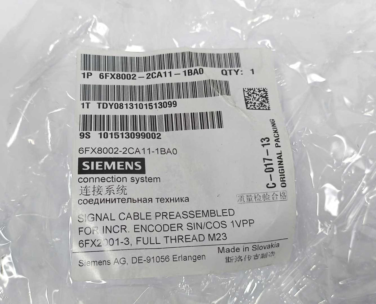 Siemens 6FX8002-2CA11-1BA0 800 Plus Motion-Connect Cable