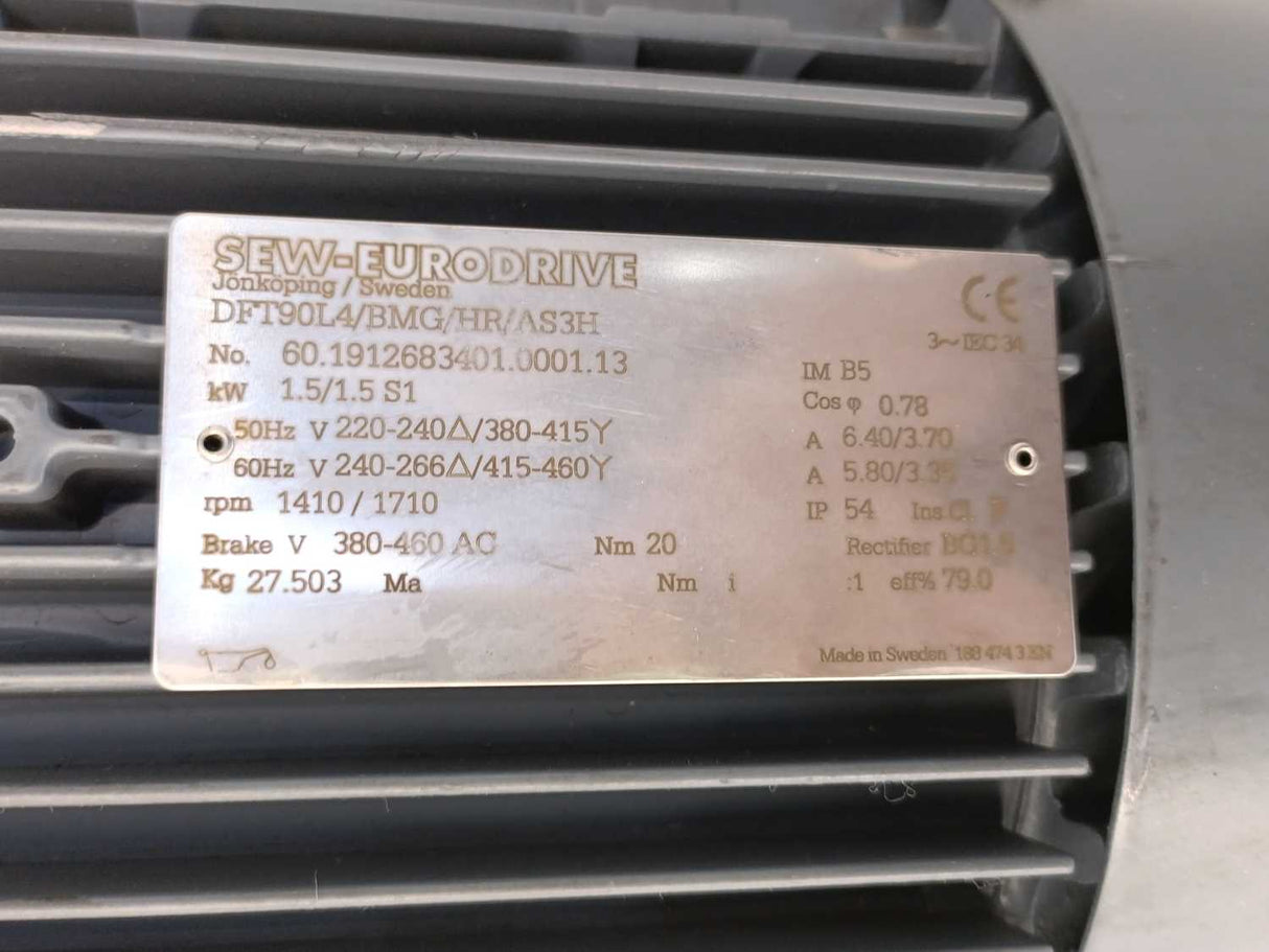 SEW-EURODRIVE  DFT90L4/BMG/HR/AS3H GEAR MOTOR