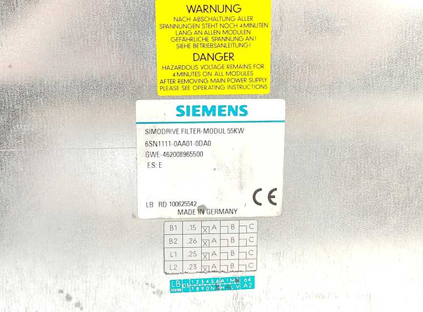 Siemens 6SN1111-0AA01-0DA0 SIMODRIVE 611 FILTER MODULE 55/71 KW