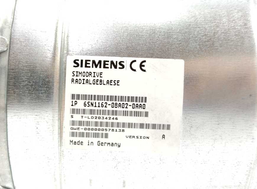 Siemens 6SN1162-0BA02-0AA0 SIMODRIVE 611 Mounted Fan for 300mm Modules