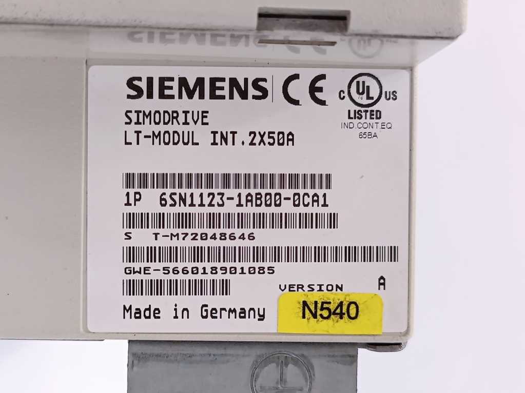 Siemens 6SN1123-1AB00-0CA1 Simodrive Power Module 2-Axis, 50A