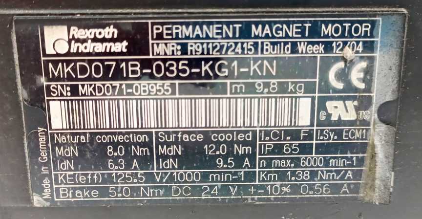 Rexroth Indramat R911272415 MKD071B-035-KG1-KN, MOTOR