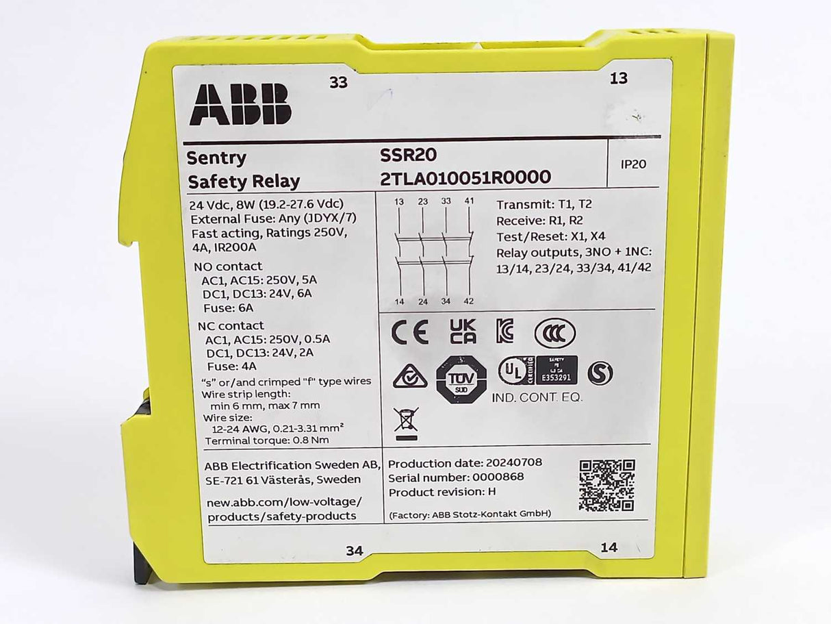 ABB 2TLA010051R0000 Sentry SSR20 Safety Realy