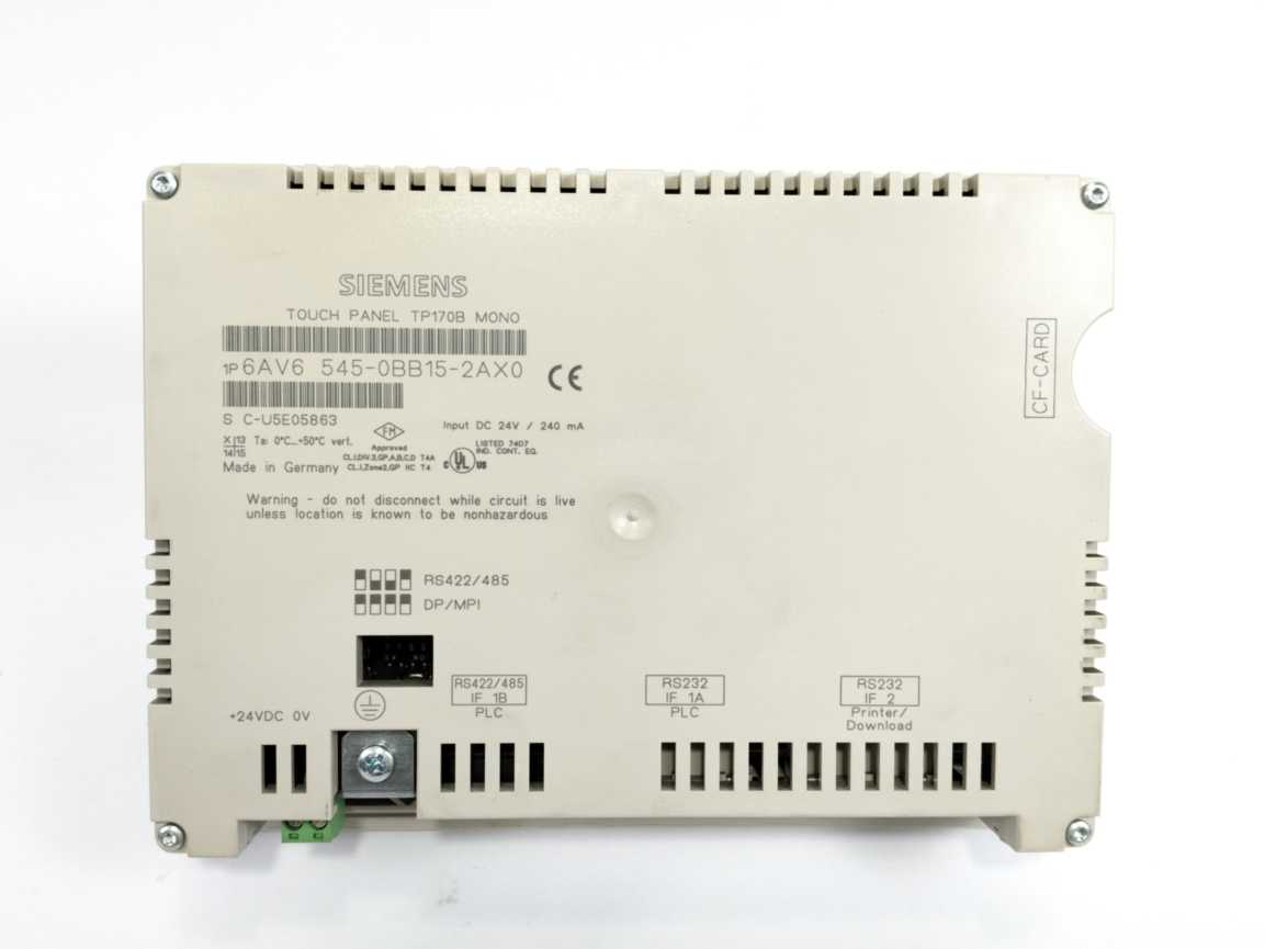 Siemens 6AV6545-0BB15-2AX0 Touch Panel TP170B MONO HMI