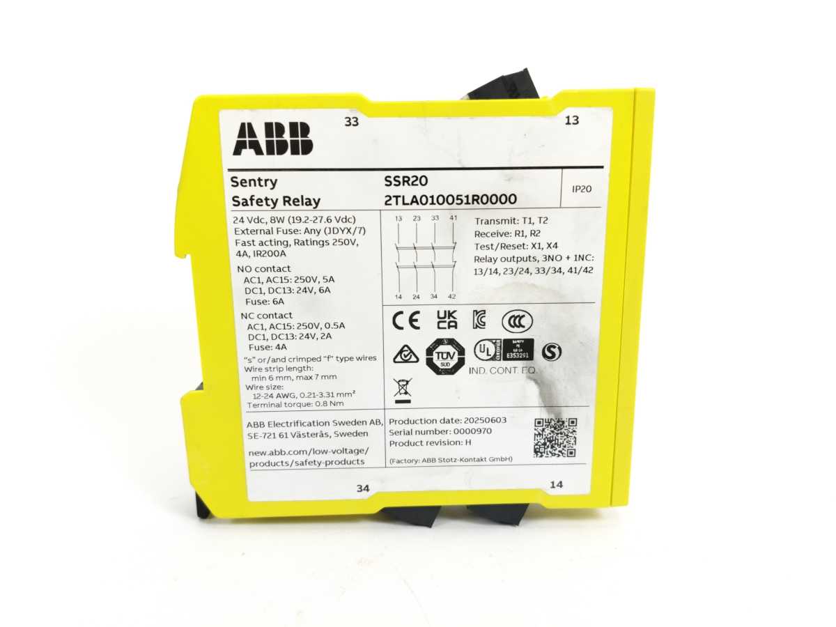 ABB 2TLA010051R0000 Sentry SSR20 Safety Realy