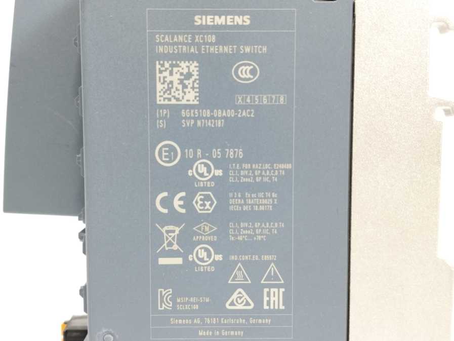 Siemens 6GK5108-0BA00-2AC2 SCALANCE XC108 Unmanaged IE Switch