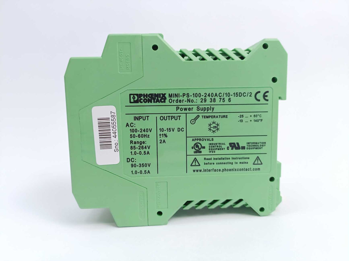 Phoenix Contact 2938756 MINI-PS-100-240AC/10-15DC/2 Power Supply