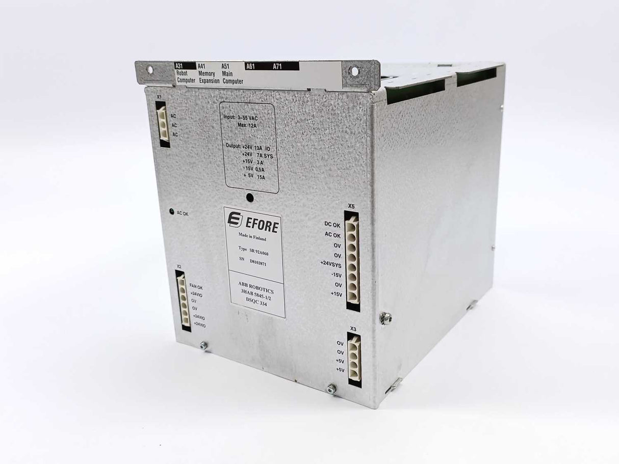 ABB ROBOTICS 3HAB5845-1/2 SR92A060 DSQC 334 EFORE 12A Power Supply Module