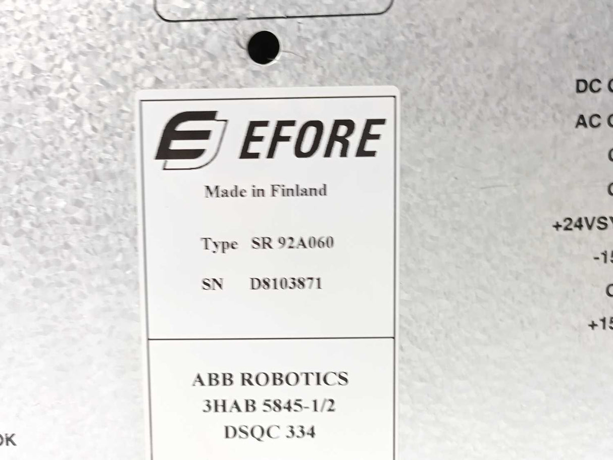 ABB ROBOTICS 3HAB5845-1/2 SR92A060 DSQC 334 EFORE 12A Power Supply Module