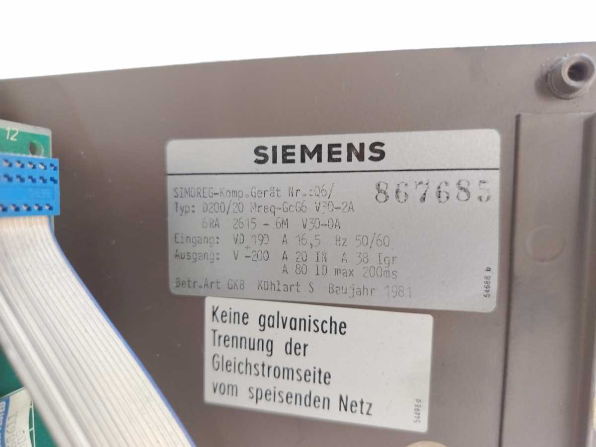 Siemens 6RA2615-6MV30-0A D200/20 Mreq-GcG6V30-2A SIMOREG Drive