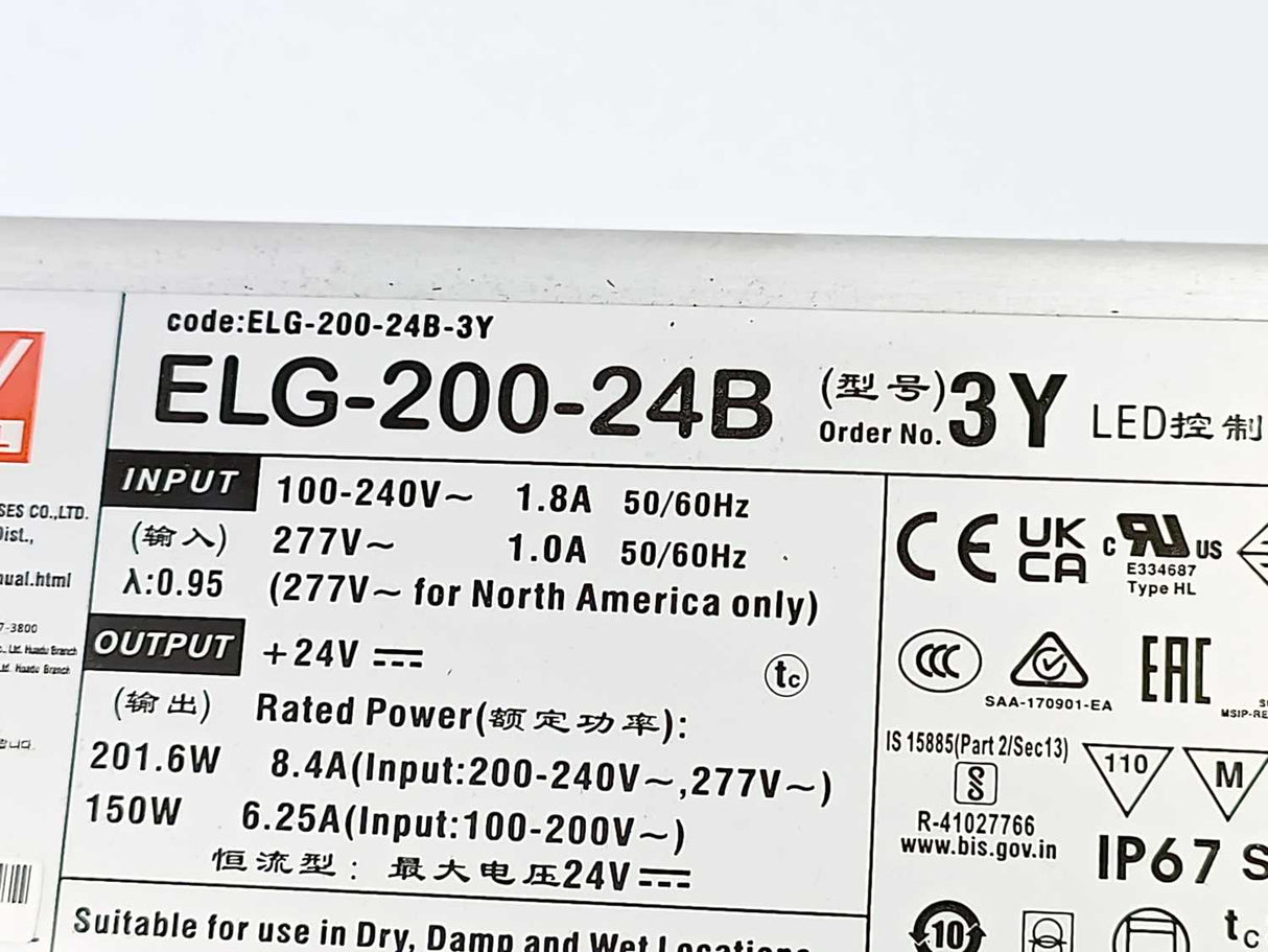 Mean Well ELG-200-24B-3Y AC-DC Single output LED Driver Mix Mode