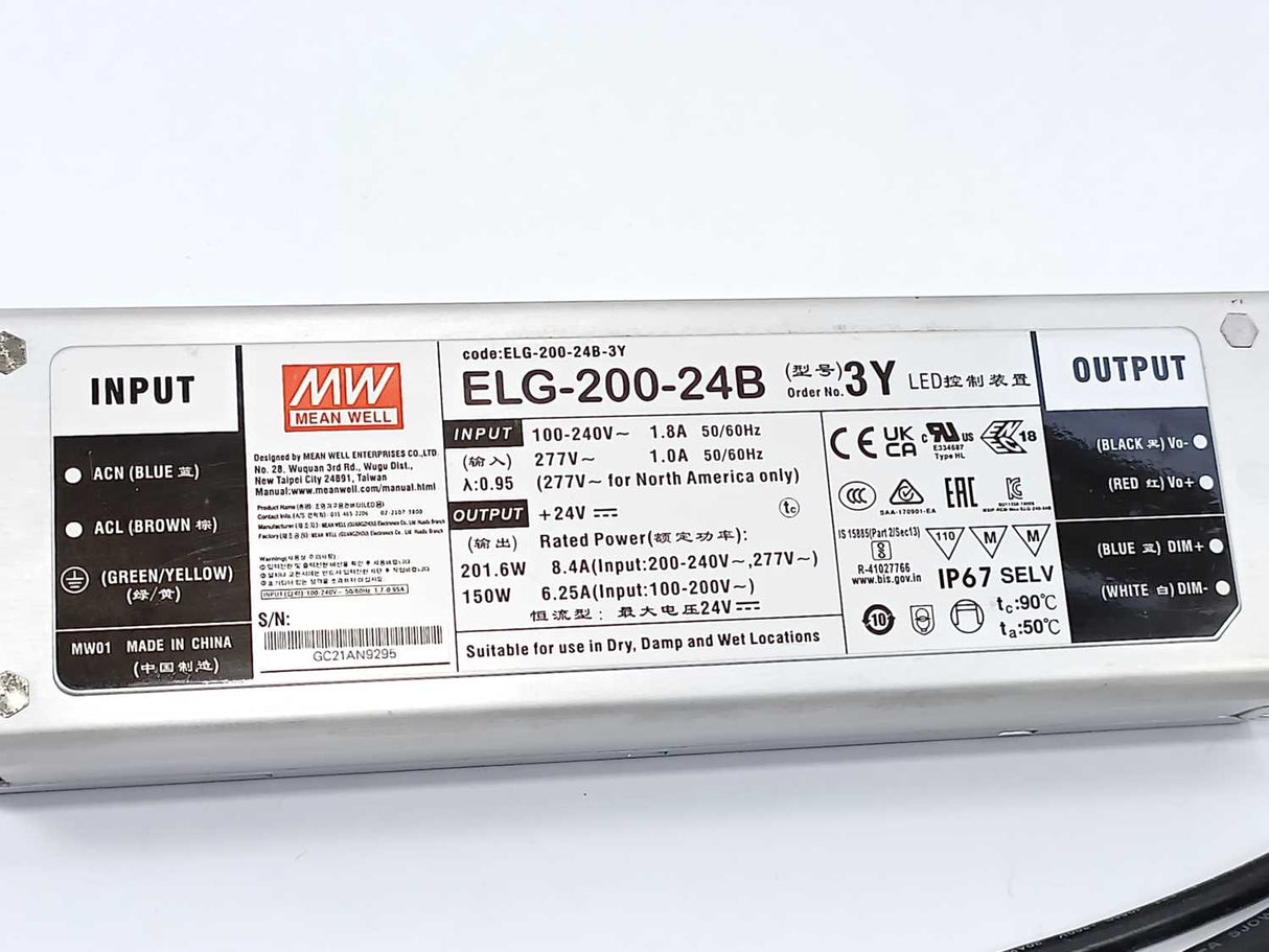 Mean Well ELG-200-24B-3Y AC-DC Single output LED Driver Mix Mode