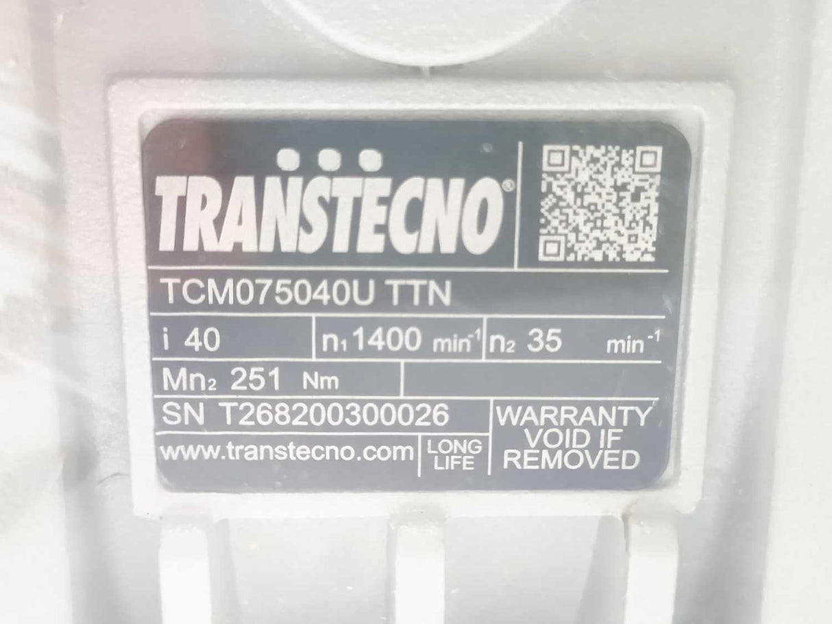 Transtecno TCM075040U TTN i=40 Wormgear