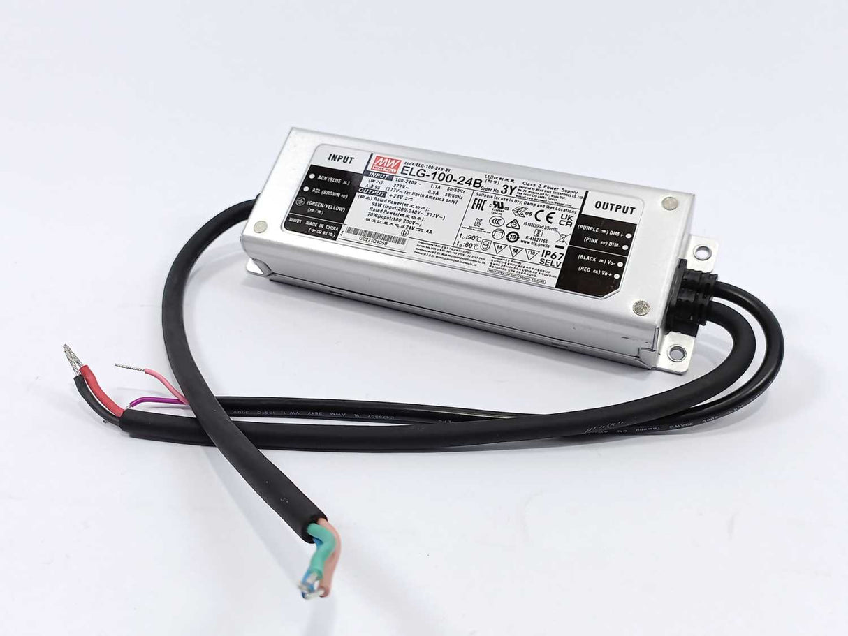 Mean Well ELG-100-24B-3Y AC-DC Single output LED Driver. 96W 24V 4A