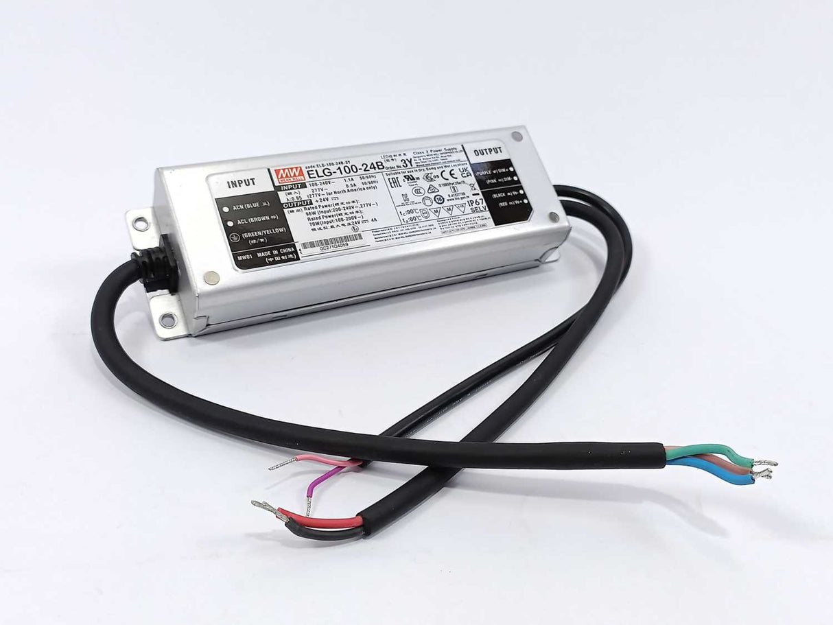 Mean Well ELG-100-24B-3Y AC-DC Single output LED Driver. 96W 24V 4A
