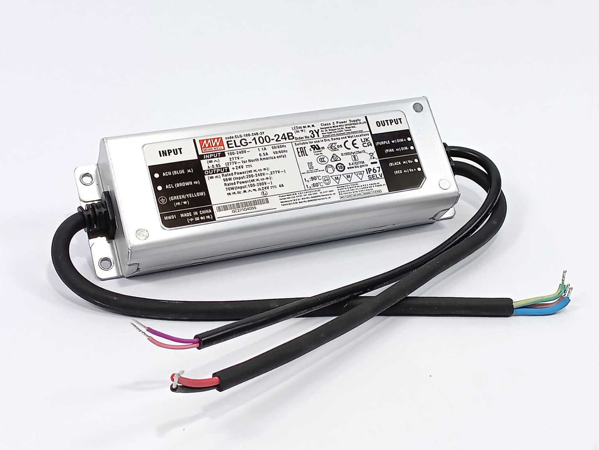 Mean Well ELG-100-24B-3Y AC-DC Single output LED Driver. 96W 24V 4A