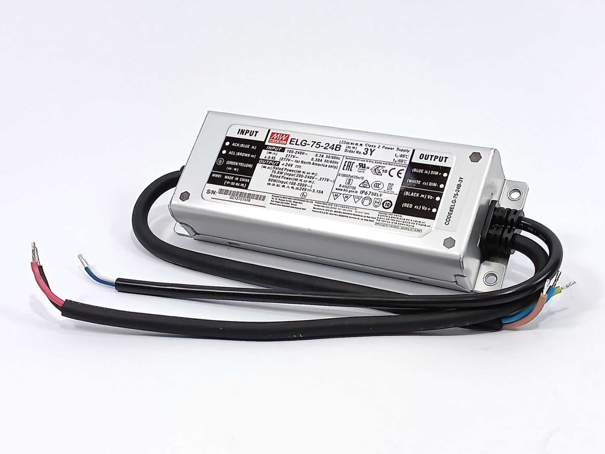 Mean Well ELG-75-24B-3Y AC-DC Single output LED Driver. 75.6W 24V 3.15A